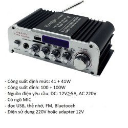 Amply mini Kentiger HY-803 có bluetooth 12V-220V