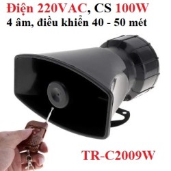 Còi hú báo động công suất lớn 220V TR-C2009W 100W remote điều khiển từ xa