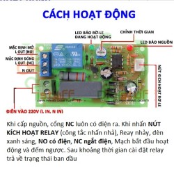 Mạch relay tạo trễ hẹn giờ bật / tắt tự động 220V dùng chip IC NE555 Timer-03/220V (GS01381-01)