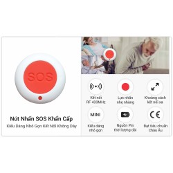 Nút nhấn báo động khẩn cấp SOS không dây SOS-12D, 433 Mhz