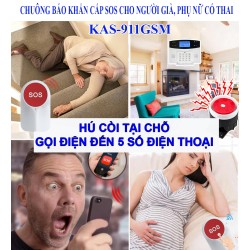 Chuông báo động khẩn cấp SOS qua điện thoại KAS-911GSM (dùng SIM gọi điện), cho người già, phụ nữ có thai, trẻ em ...