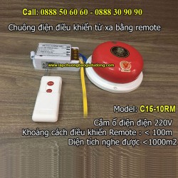 Chuông điện điều khiển từ xa bằng remote C15-10RM, độ vang < 1000m2