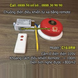 Chuông điện điều khiển từ xa bằng remote C15-8RM, độ vang < 800m2