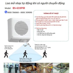 Loa mở nhạc tự động phát khi có người BS-633PIR (thông báo, nhắc việc, thư viện, phòng khách, nhà vệ sinh, toilet, quảng cáo, siêu thị, thư giãn, giải trí,)