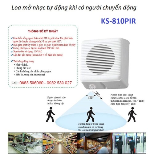 Loa phát nhạc tự động khi có người BS-151A-PIR (quảng cáo, siêu thị, thư giãn, giải trí)