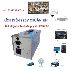 Bộ kích điện chuẩn SIN 1500VA chuyển từ 12VDC sang 220VAC AC-220V-1500VA, có xạc bình acquy