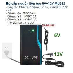 Bộ cấp nguồn liên tục UPS Mini MU512-12000 cho camera, wifi, máy chấm công