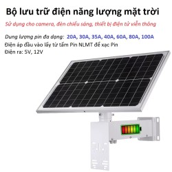 Bộ lưu trữ điện năng lượng mặt trời 12V 60Ah KA-SL4060Ah tấm pin 40W cho camera, thiết bị điện tử viễn thông