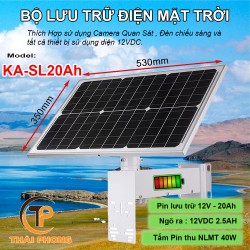 Bộ lưu trữ điện năng lượng mặt trời 12V 20Ah KA-SL20Ah cho camera, báo động, chiếu sáng, an ninh viễn thông