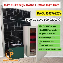 Máy phát điện năng lượng mặt trời điện 220V, 3000W (bộ ráp sẵn, có thể lắp và xạc acquy để lưu trữ điện)