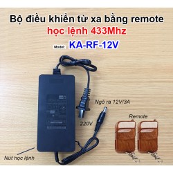 Bộ điều khiển từ xa bằng học lệnh remote 433Mhz KA-RF-12V, cấp nguồn 12V cho khóa, đèn hoặc thiết bị dùng nguồn điện 12VDC