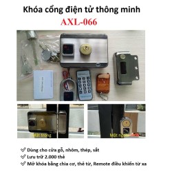 Khóa cổng điện từ thông minh, dùng thẻ từ, chìa cơ, remote AXL-066