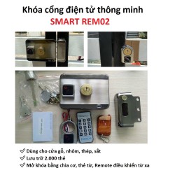 Khóa cổng điện tử thông minh SMART REM02, thẻ từ, remote, chìa cơ