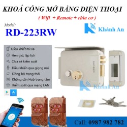 Khoá cửa cổng mở từ xa bằng điện thoại, wifi, Remote, chìa cơ RD-223RW