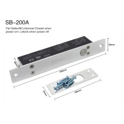 Khóa chốt điện từ SB-200A khóa khi cấp điện, nhả khi mất điện, Fail safe