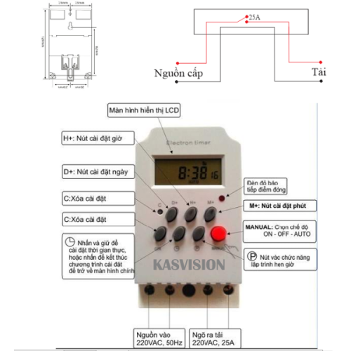 Hướng dẫn cài đặt bộ hẹn giờ Điện Tử KG316T2 (KG316-II)