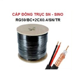 Cáp đồng trục SINO kèm nguồn,Đen, RG59/BC+2Cx0.4/SN/TR