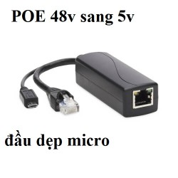 Đầu chuyển nguồn POE Splitter 48V sang 5V (đầu dẹp) cho camera và thiết bị mạng