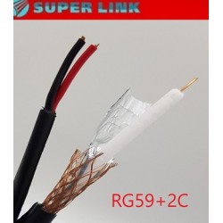 Dây cáp đồng trục liền nguồn SUPER LINK RG59+2C màu đen