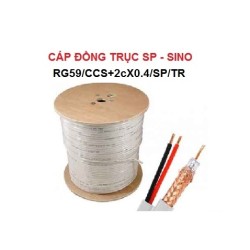 Cáp đồng trục SINO kèm nguồn,Trắng RG59/CCS+2CX0.4/SP/TR