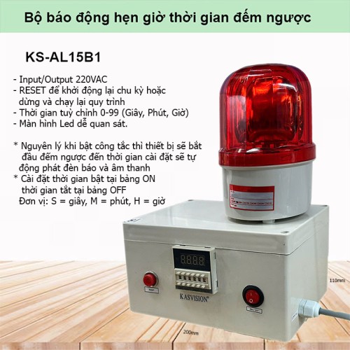 Bộ báo động hẹn giờ thời gian đếm ngược KS-AL15B1, đèn báo tích hợp còi hú, đèn cảnh báo thời gian chu kỳ, báo trễ đếm ngược, đại lý, phân phối,mua bán, lắp đặt giá rẻ Bộ báo động hẹn giờ thời gian đếm ngược KS-AL15B1, đèn báo tích hợp còi hú, đèn cảnh báo thời gian chu kỳ, báo trễ đếm ngược, đại lý, phân phối,mua bán, lắp đặt giá rẻ